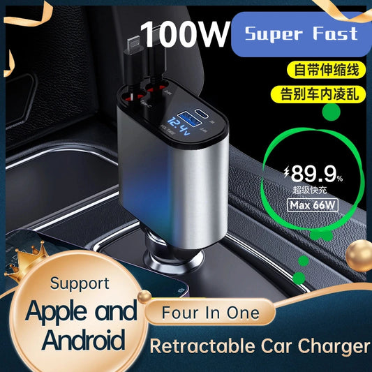 4 IN 1 Retractable Car charger